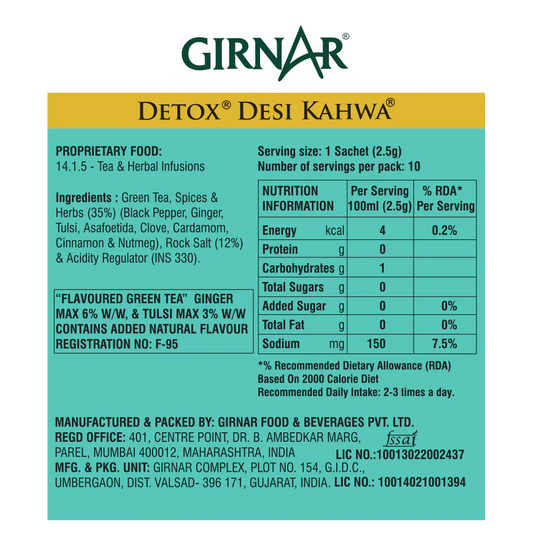 Girnar - Green Tea - Detox - 25g - Box of 10tb