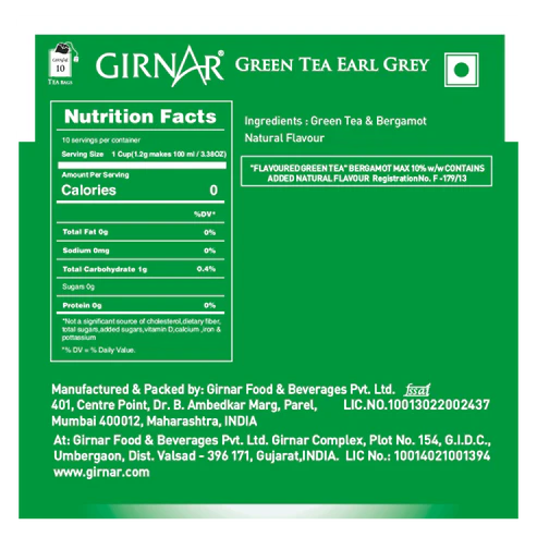 Girnar - Green Tea - Earl Grey - 12g - Box of 10