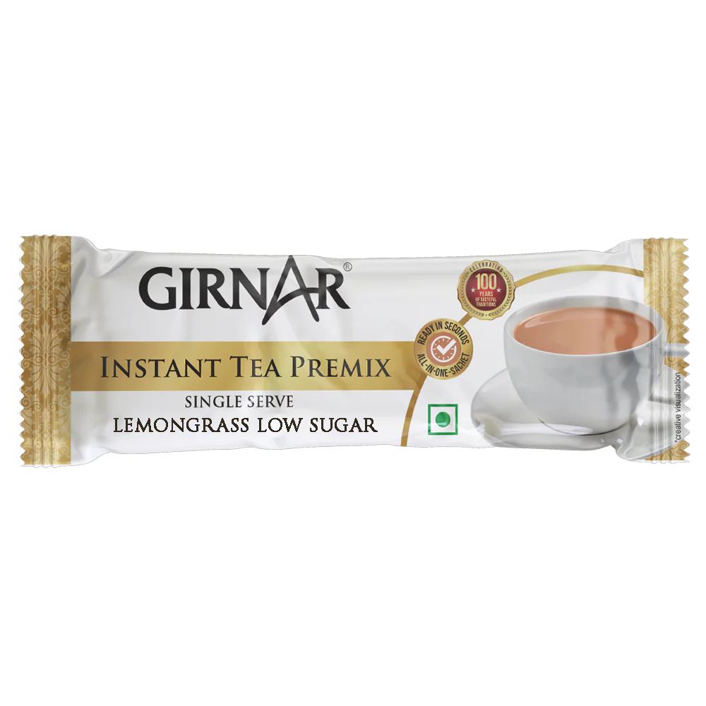 Girnar - Premixed - Lemongrass Chai - LowSugar 80G - Pack of 10