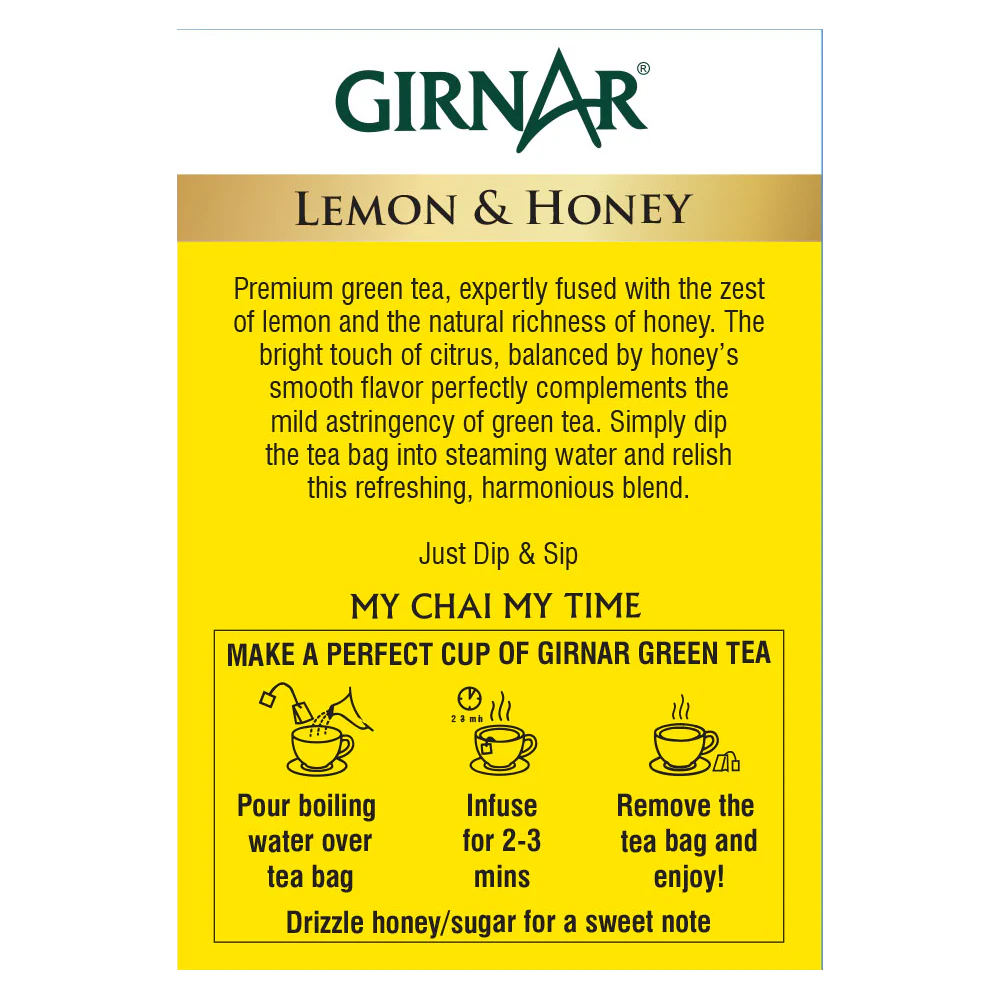 Girnar - Green Tea - Lemon & Honey - 12g - Box of 10