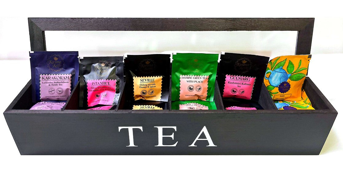 Karma Kettle - Tea Box 9 Slot - Black Box - 6 Slot Long