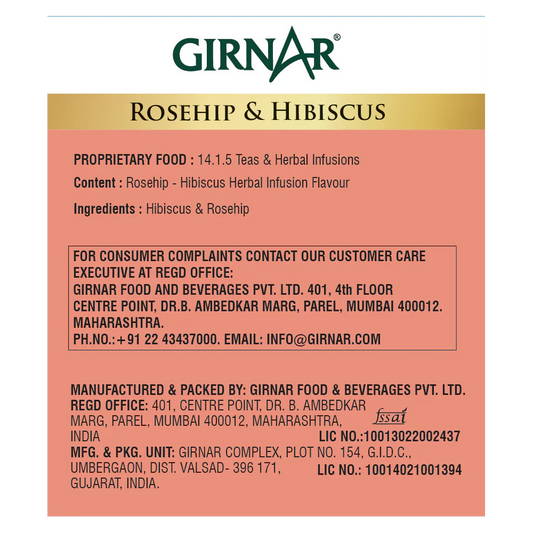 Girnar - Infusion - Rosehip & Hibiscus Herbal Infusion - 12g - Box of 10