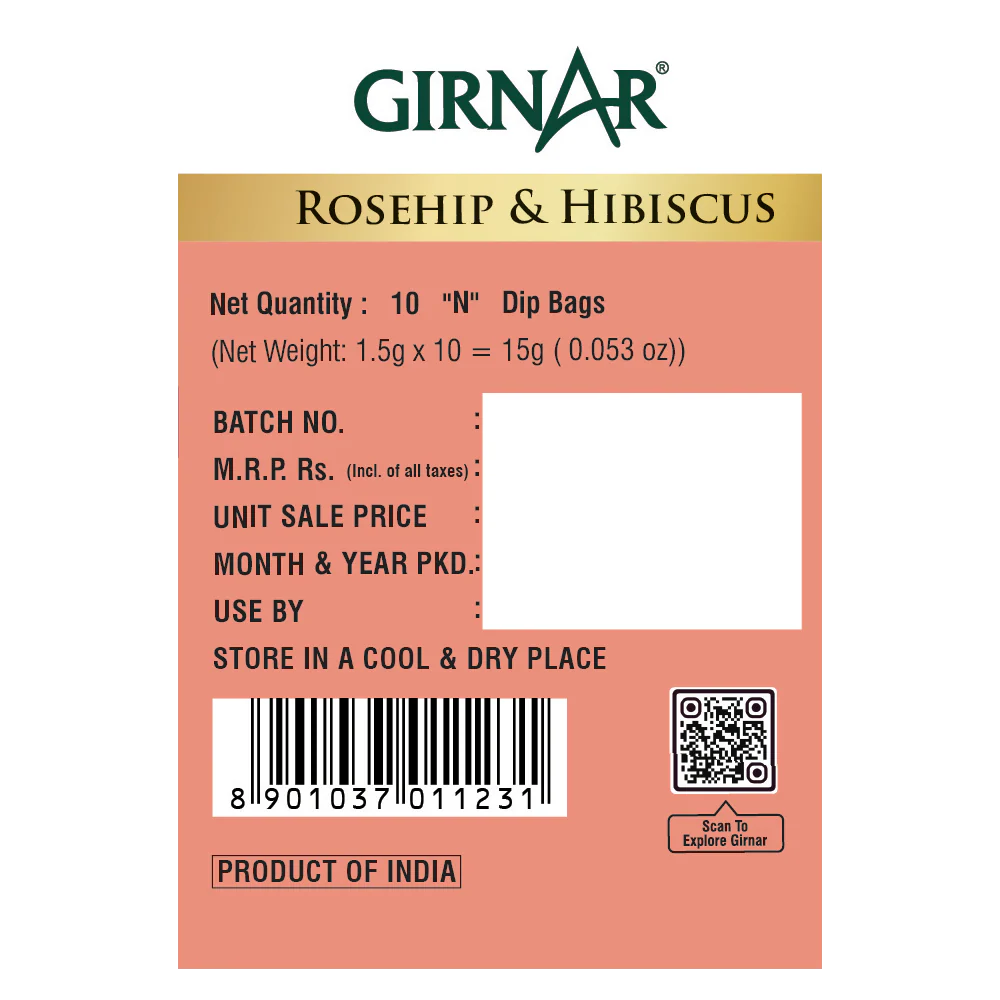 Girnar - Infusion - Rosehip & Hibiscus Herbal Infusion - 12g - Box of 10
