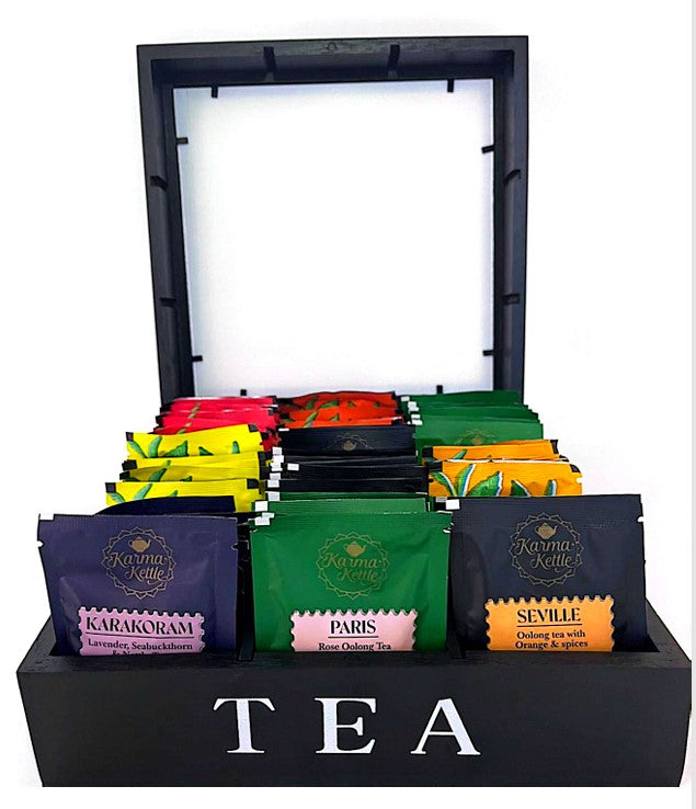 Karma Kettle - Tea Box 9 Slot - Black Box - 90 Teabags