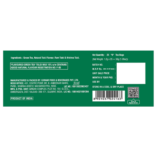 Girnar - Green Tea - Tulsi - 30g - Box of 25