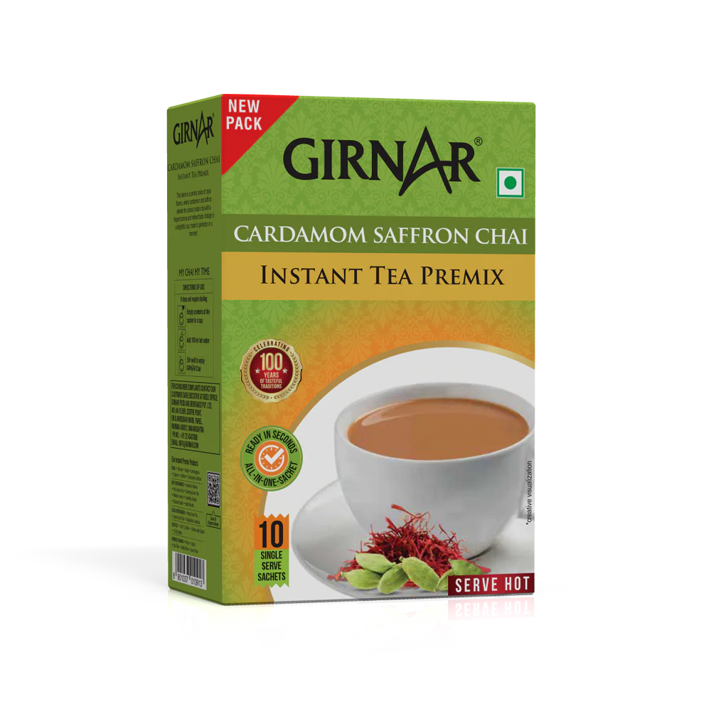 Girnar - Premixed - Cardamom Saffron Chai - SW 140g - Pack of 10