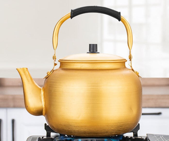 Tea Pot - Golden-Finish Aluminum Tea Kettle 4.0L