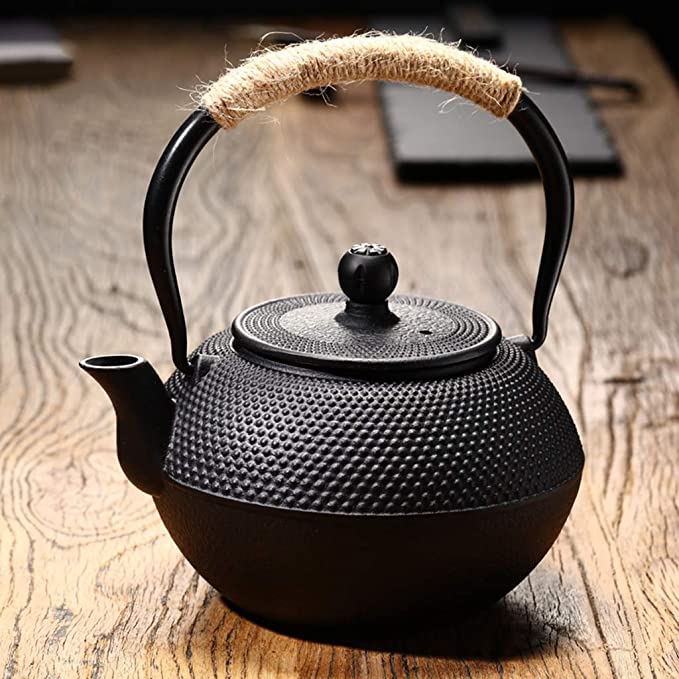 Tea Pot - Midnight Dark Grey Cast Iron Pot 600ml with Infuser