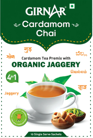 Girnar - Premixed - Cardamom Chai with Organic Jaggery Box of 10