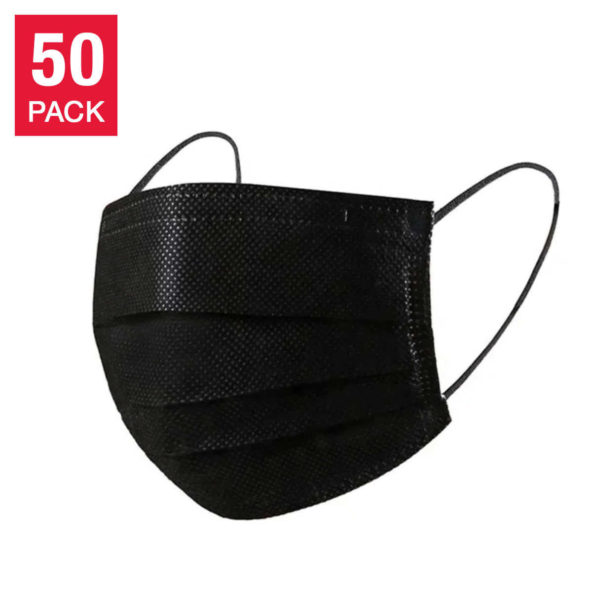 3ply Disposable Mask Black - 50 Units in a Box THICK