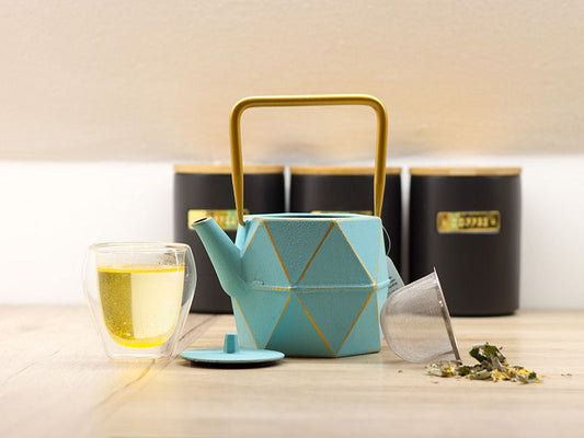 Tea Pot - Kerala Blue Cast Iron Pot 1200ml with Infuser