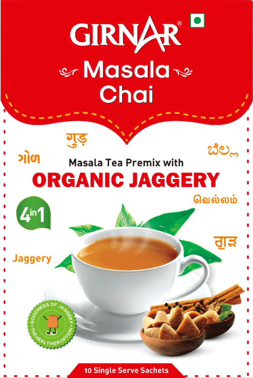 Girnar - Premixed - Masala Chai with Organic Jaggery Box of 10