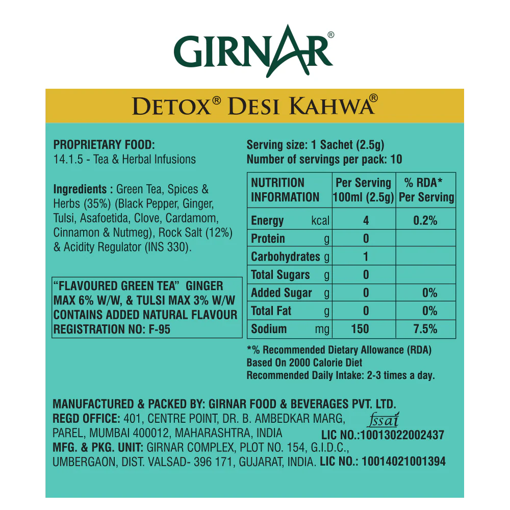Girnar  - Green Tea - Detox - 25g - Box of 10tb