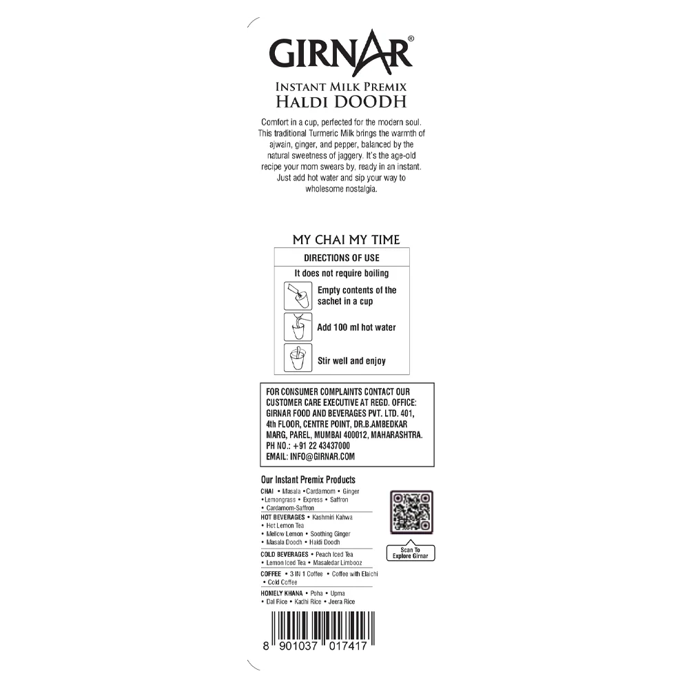 Girnar  - Premixed - Haldi Doodh - 180G - Box of 10