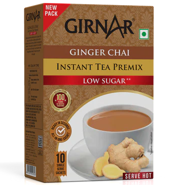 Girnar  - Premixed - Ginger Chai - LowSugar  80G  - Box of 10