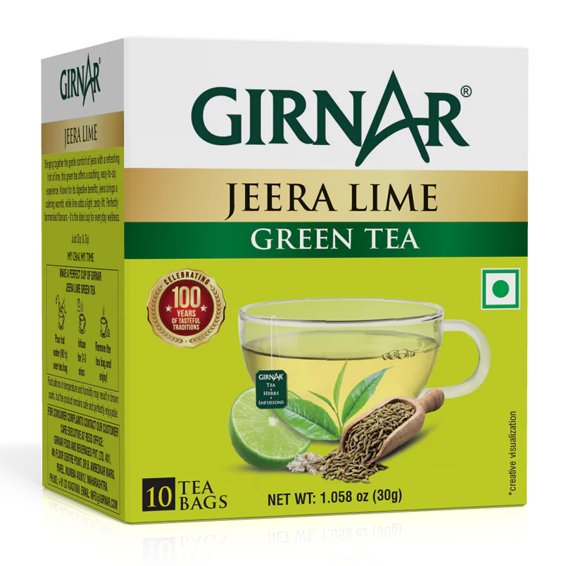 Girnar  - Green Tea - Jeera (Cumin) Lime  Green Tea - Box of 10