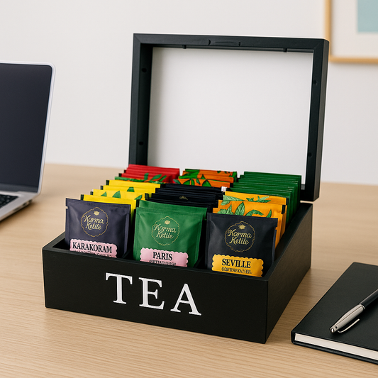 Karma Kettle - Tea Box 9 Slot - Black Box - 90 Teabags