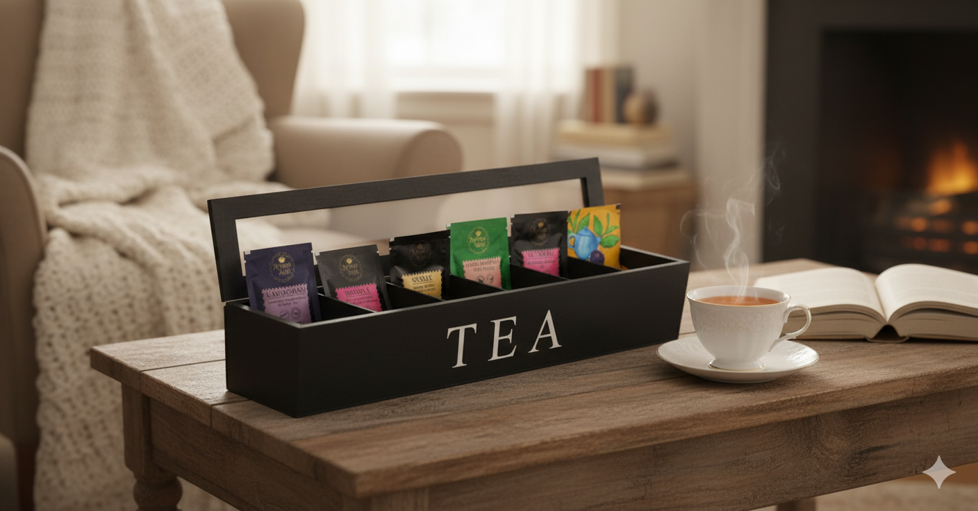 Karma Kettle - Tea Box 6 Slot - Black Box - 72 Teabags