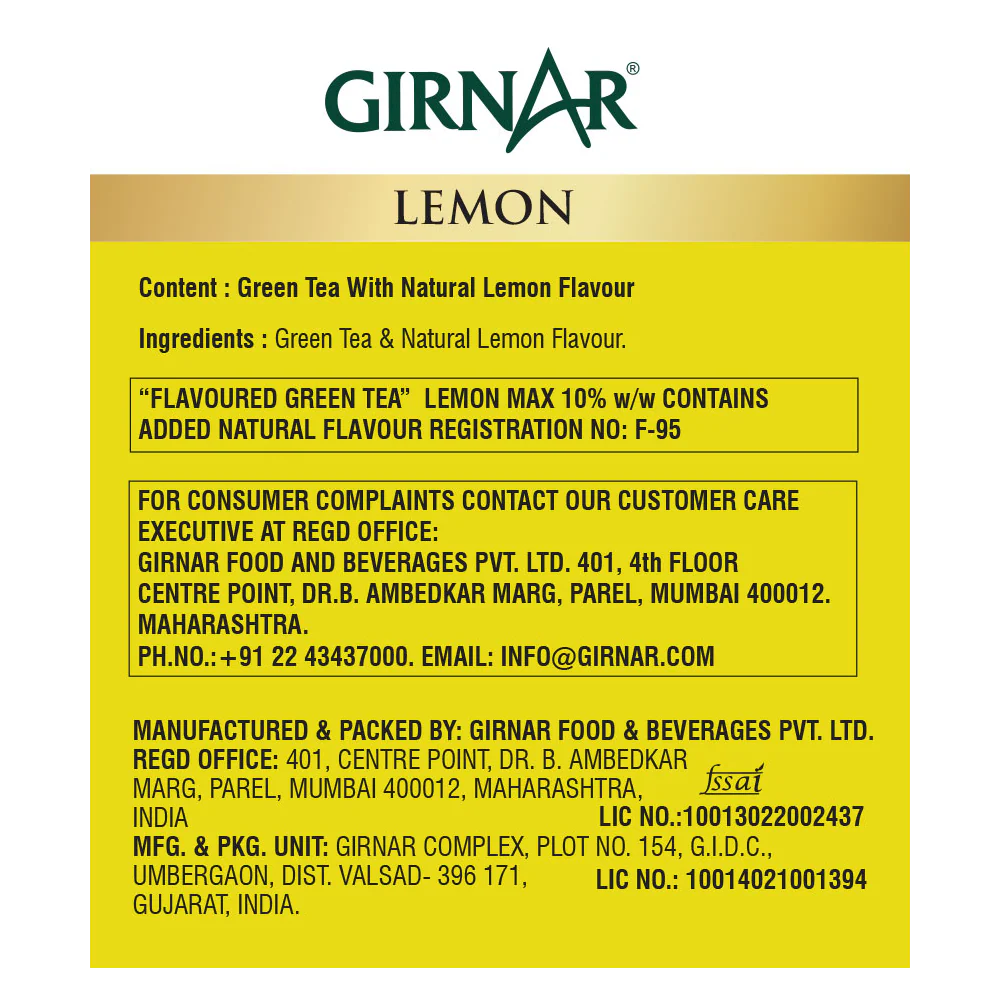 Girnar  - Green Tea - Lemon  - 12g - Box of 10