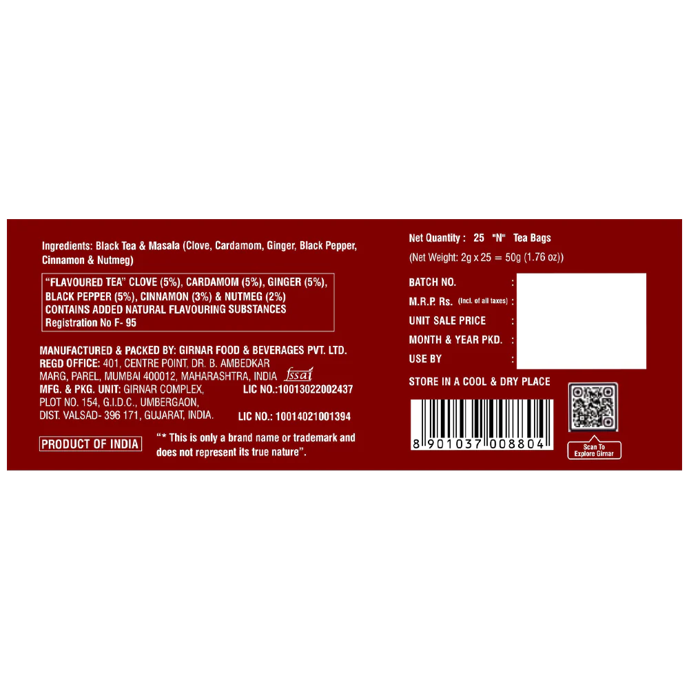 Girnar  - Black Tea - Masala - 25tb - Box of 25