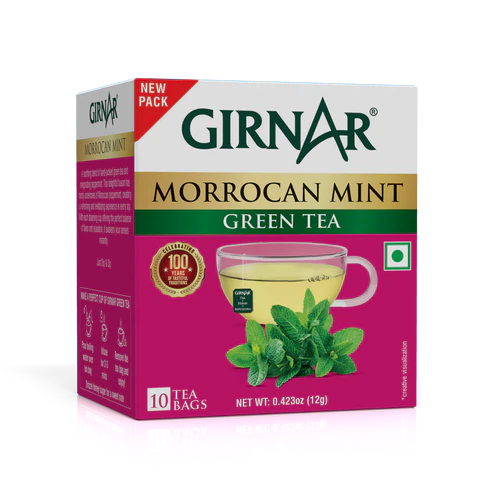Girnar  - Green Tea - Moroccan Mint ( Spearmint ) Tea Green Tea - Box of 10