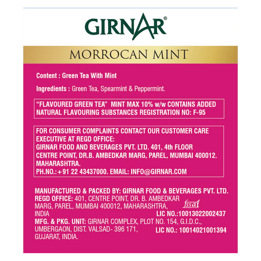 Girnar  - Green Tea - Moroccan Mint ( Spearmint ) Tea Green Tea - Box of 10