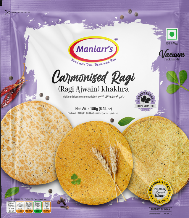 Maniarrs - Wheat Crisps - Khakhara - Ragi Ajwain 180gm