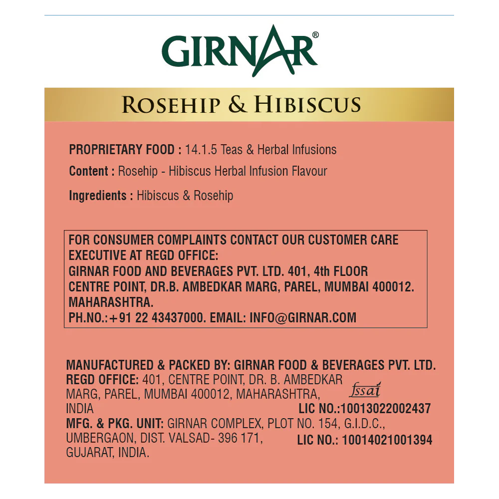 Girnar  - Infusion - Rosehip & Hibiscus Herbal Infusion  - 12g - Box of 10