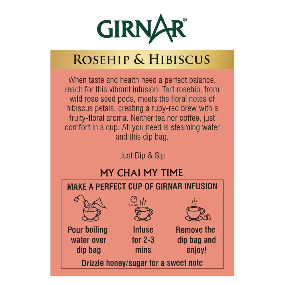 Girnar  - Infusion - Rosehip & Hibiscus Herbal Infusion  - 12g - Box of 10