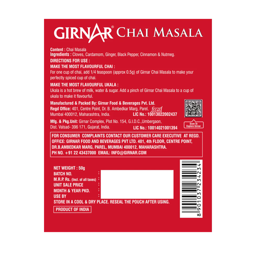 Special Girnar Tea Masala Mix 50Gm Pouch