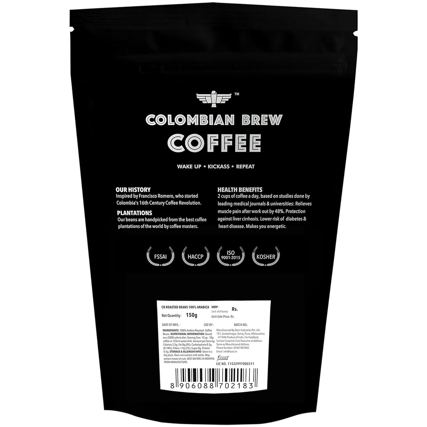 Colombian Brew 100% Arabica Roasted Coffee Beans 150g