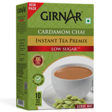 Girnar  - Premixed - Cardamom Chai  - LowSugar 80G  - Box of 10