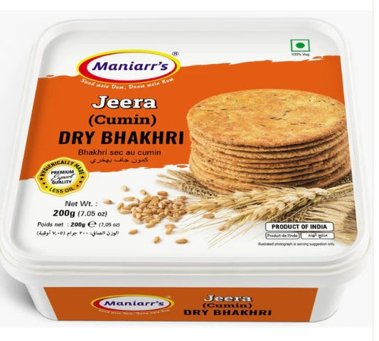 Maniarrs - Wheat Crisps - Bhakri - Jeera (cumin) 200gm New Pack