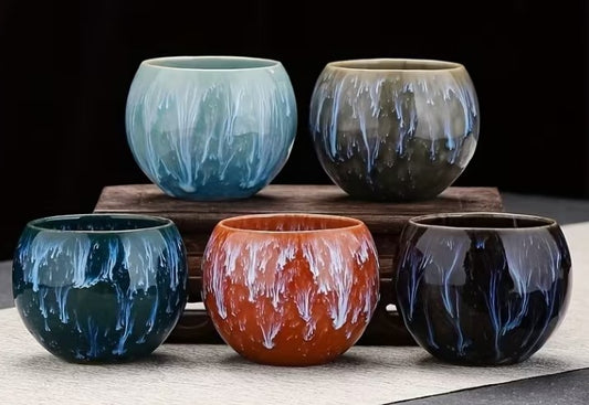 Glass - Fancy Ceramic Matcha Bowls - Set of 5 Bowls