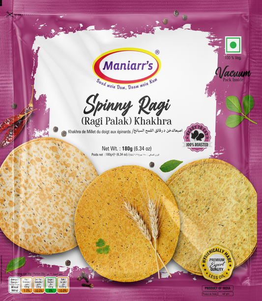 Maniarrs - Wheat Crisps - Khakhara - Ragi Palak  180gm