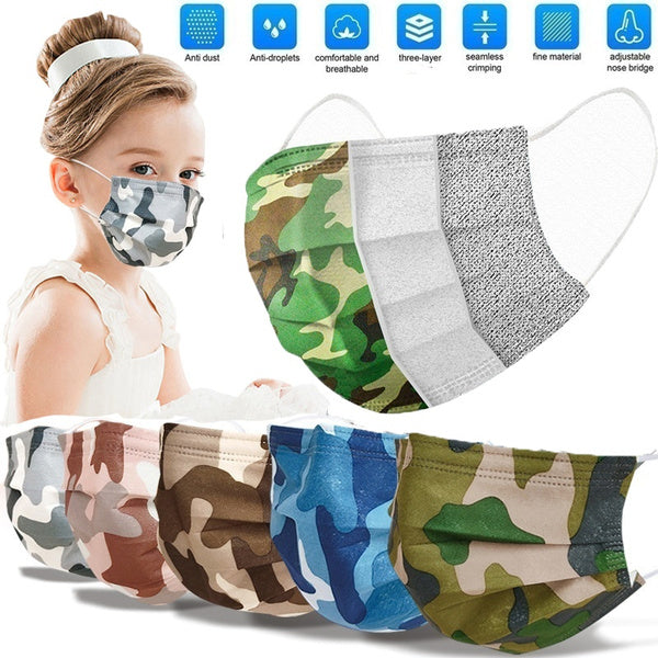 KIDS Disposable Mask - 50 in a Pouch - Army Style
