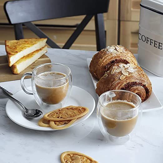 Glass - Fancy Chai Coffee Cup with handle - Set of 2