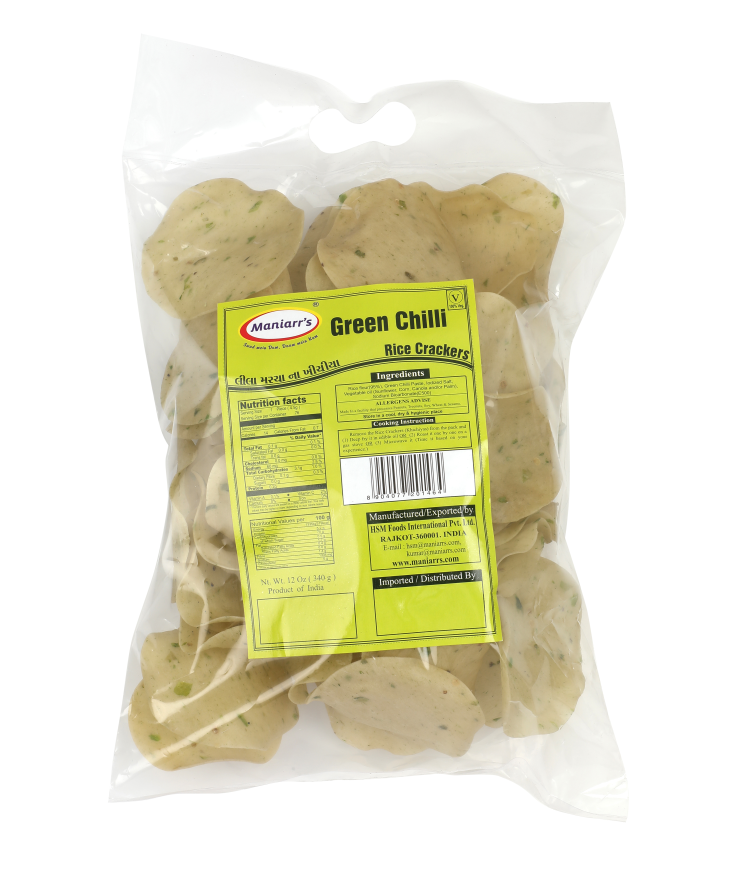 Maniarrs - Rice Crackers - Khichiya - Green Chilli 300gm