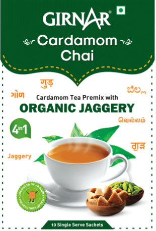 Girnar  - Premixed - Cardamom Chai with Organic Jaggery  Box of 10