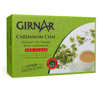 Girnar  - Premixed - Cardamom Chai  - LowSugar 80G  - Box of 10