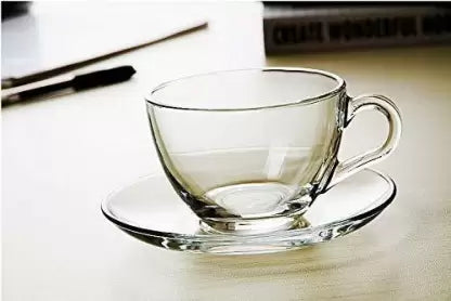 Transparent Tea Cup & Saucer [Set of 6]