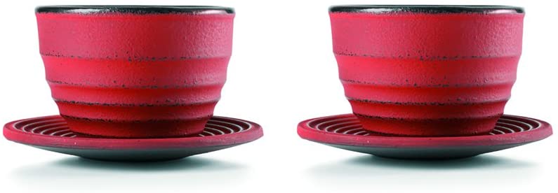 Tea cups - Red Cast Iron cups - Set of 2