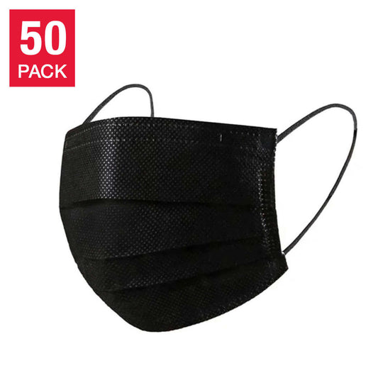 3ply Disposable Mask Black -  50 Units in a Box THICK