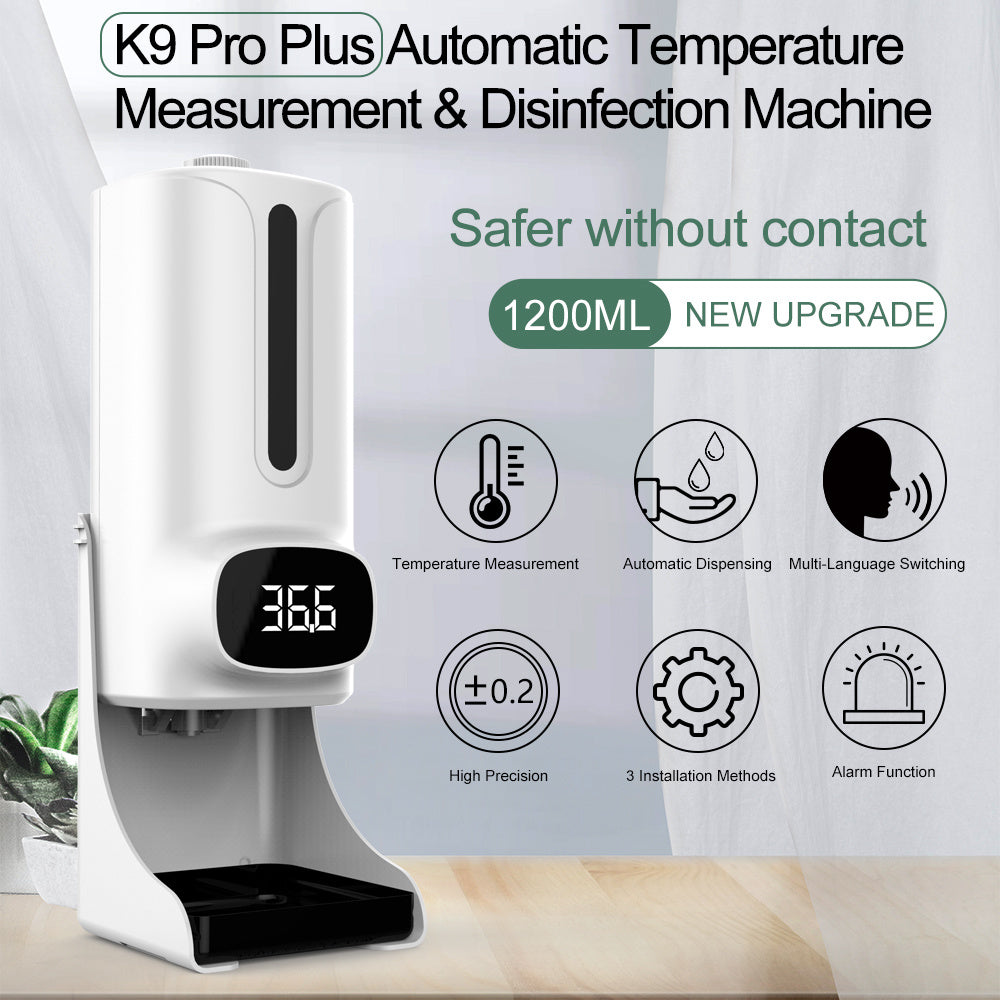 Automatic Temperature & Sanitizer Dispenser With Stand k9Pro PLUS 1.2 Litre