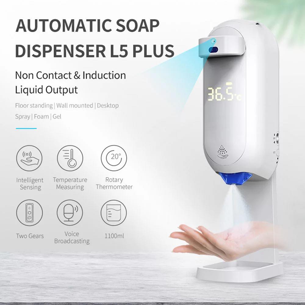 Automatic Temperature & Sanitizer Dispenser With Stand  L5 Pro Plus