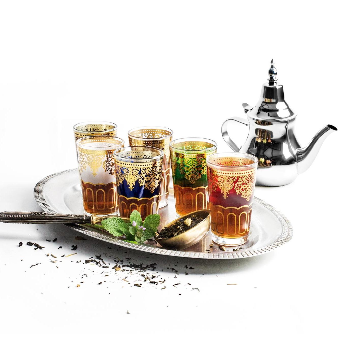 Moroccan Tea Glasses Set - 6  ( with or without Arabic Tea Pot)