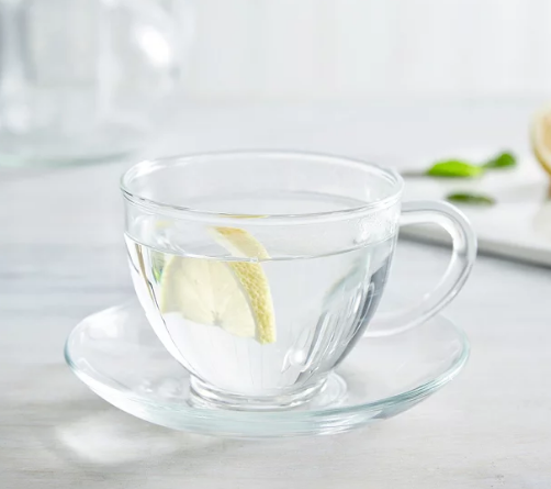 Transparent Tea Cup & Saucer [Set of 6]